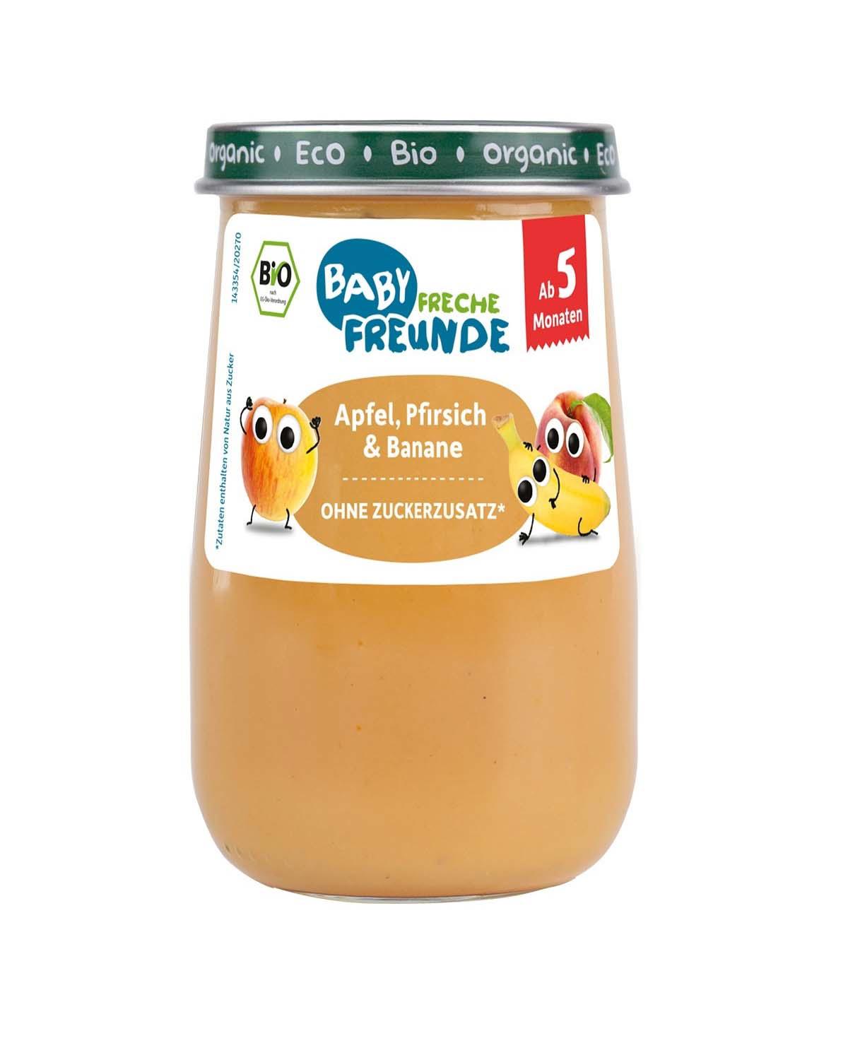 Piure de Mere Piersici si Banane Eco 190 grame Erdbar