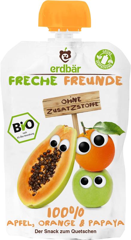 Piure de Mere, Portocale si Papaya Bio Erdbar 100gr