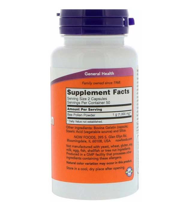 Polen Albine Bee Pollen 500 miligrame 100 capsule Now Foods