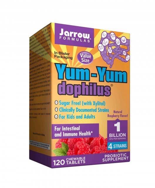Probiotic Copii Yum-Yum Dophilus 1 Billion 4 Tulpini Natural Raspberry 120 tablete Jarrow Formulas