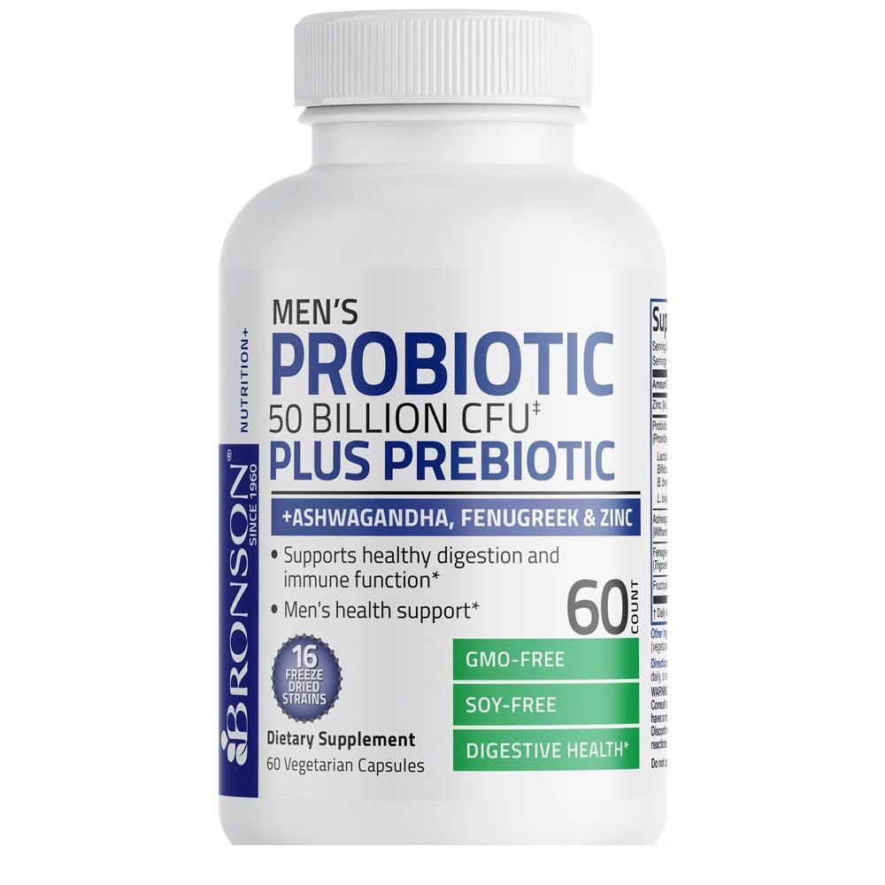 Probiotic Plus Prebiotic pentru Barbati 50 miliarde CFU 60 capsule vegetariene Bronson