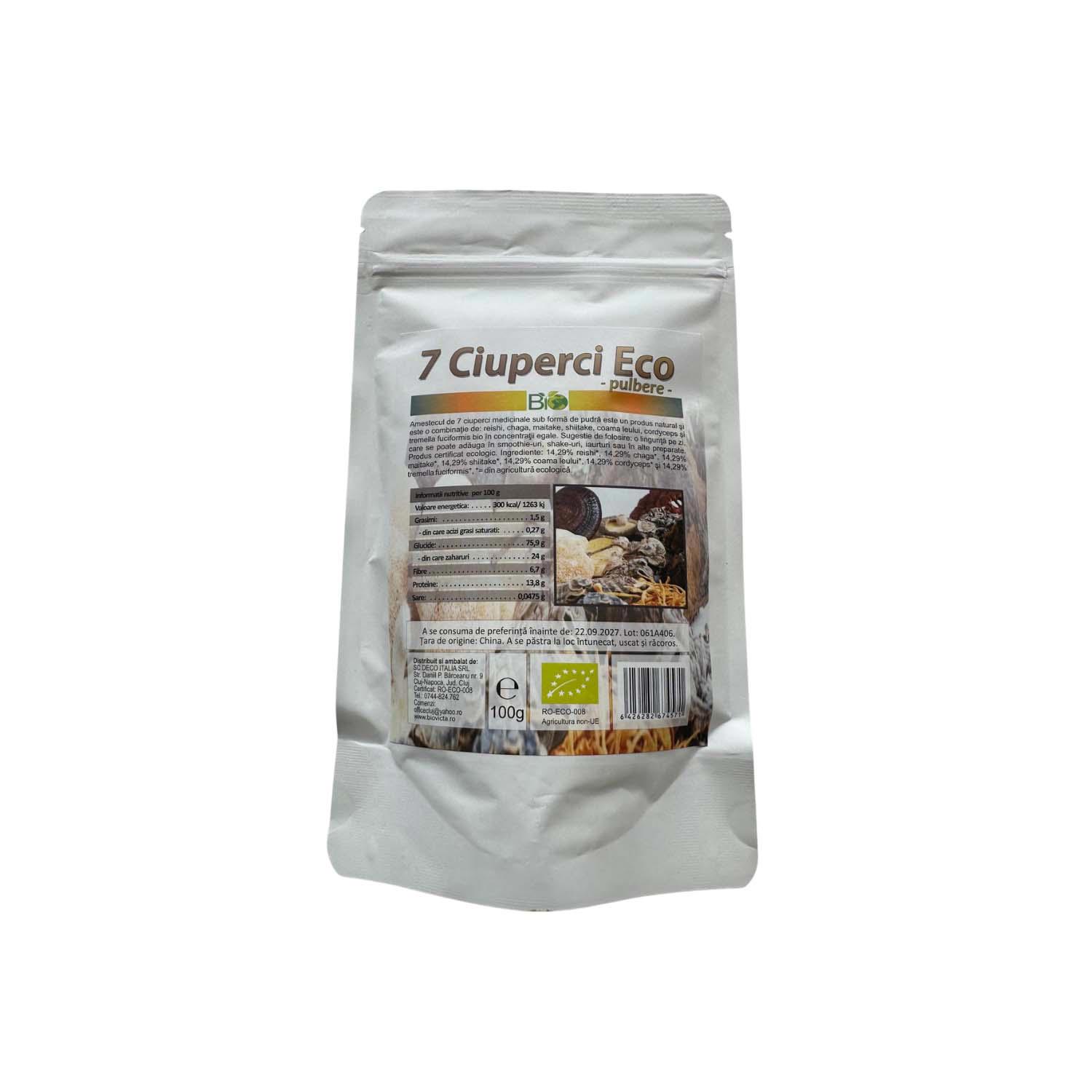 Pudra de 7 Ciuperci Medicinale Bio 100 grame Deco