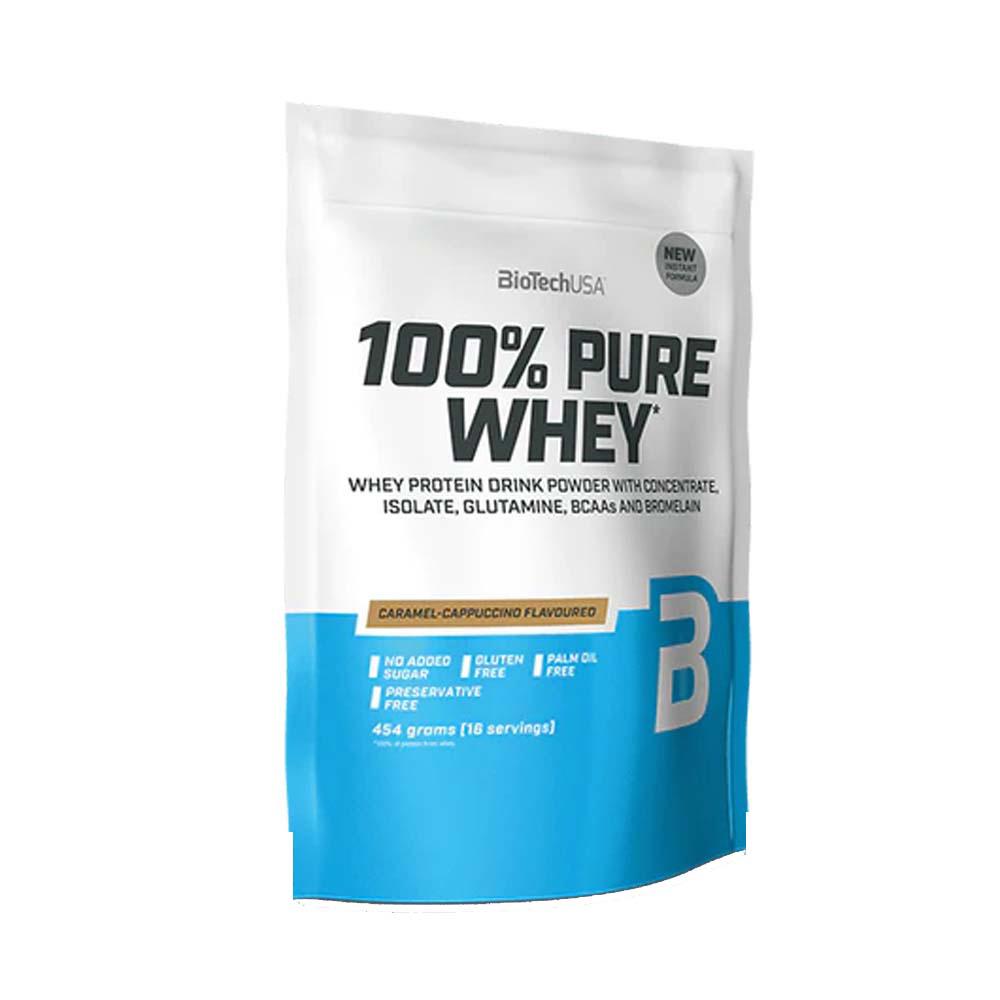 Pudra Proteica 100% Pure Whey Caramel Cappucino 454 grame Bio Tech USA