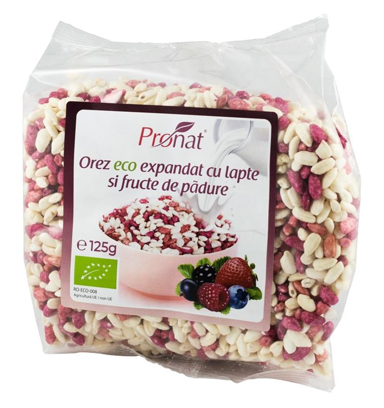 Pufarine cu Lapte si Fructe de Padure Bio 125gr Pronat