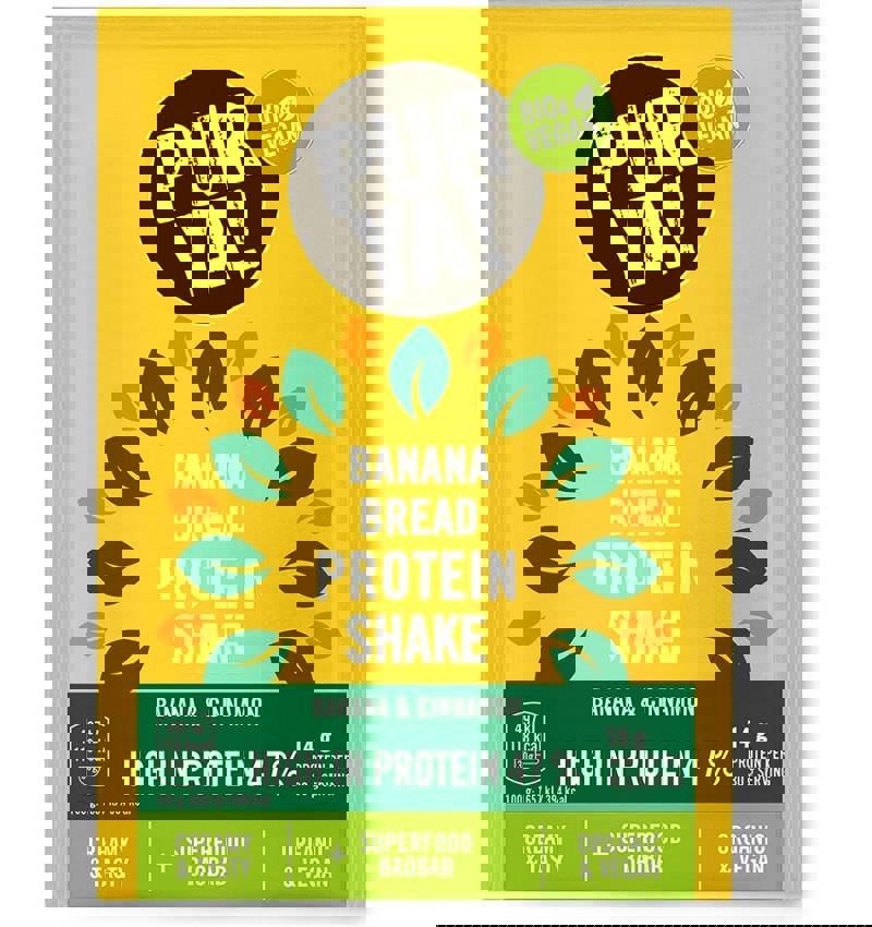 Pulbere pentru Shake Proteic cu Banane si Scortisoara 47% Proteina Bio 30 grame Pur Ya