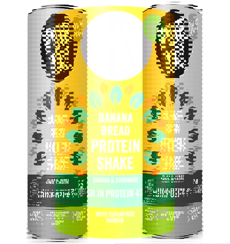 Pulbere pentru Shake Proteic cu Banane si Scortisoara Bio 47% Proteina 480 grame Pur Ya