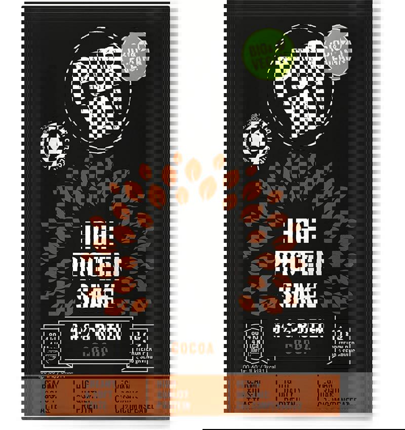 Pulbere pentru Shake Proteic cu Cacao Eco 64% Proteina 30 grame Pur Ya