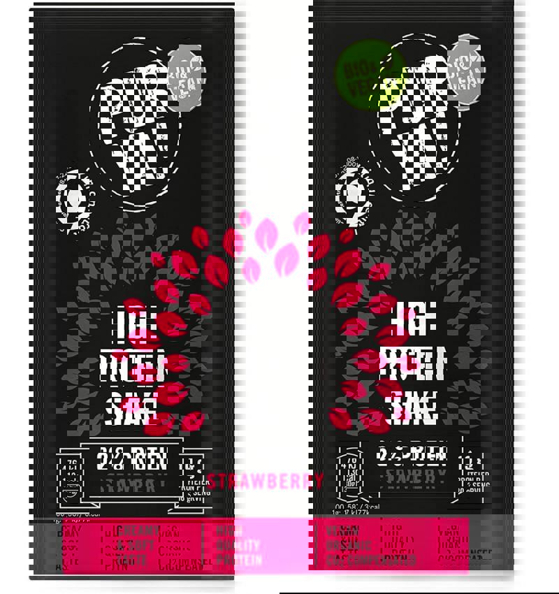 Pulbere pentru Shake Proteic cu Capsuni 62% Proteina Bio 30 grame Pur Ya