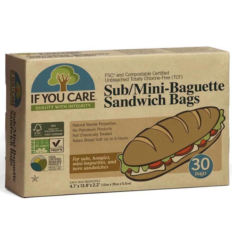 Pungi de Hartie Nealbita pentru Mini Baghete si Sandwich Fara Clor 30 bucati If You Care