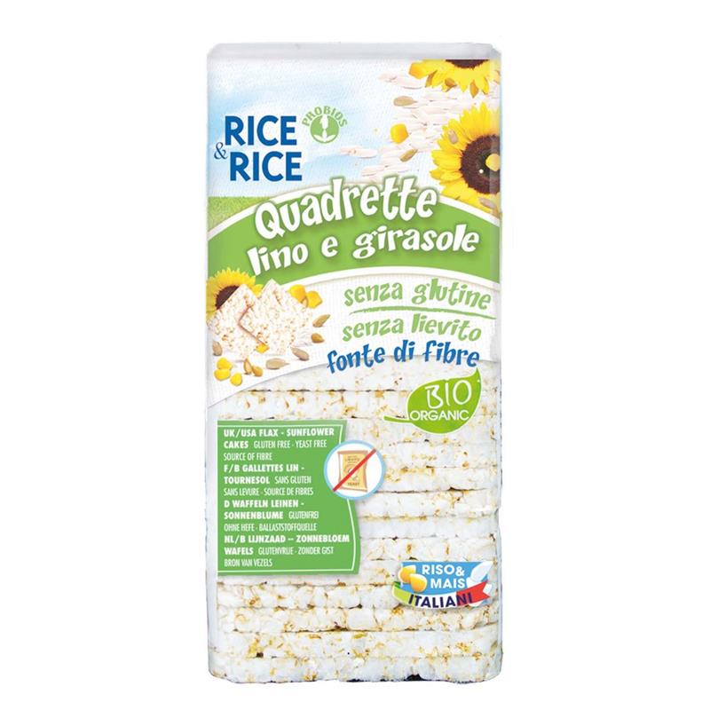 Quadrette Bio din Orez cu Seminte In si Floarea Soarelui Fara Gluten Probios 130gr