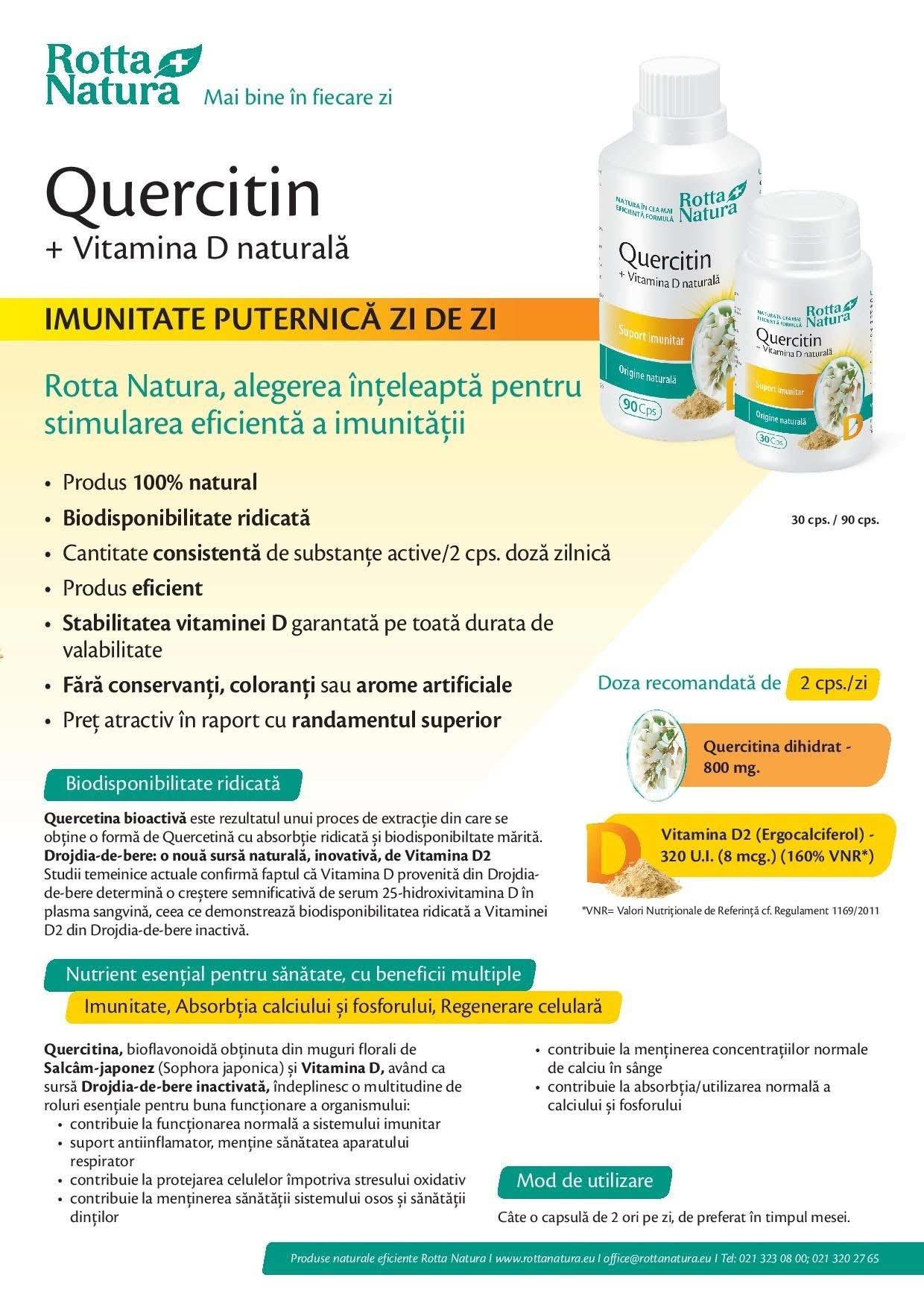 Quercetin cu Vitamina D Naturala 30 capsule Rotta Natura