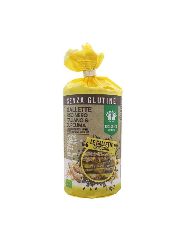 Rondele cu Orez Negru si Turmeric Fara Gluten Bio 100 grame Probios