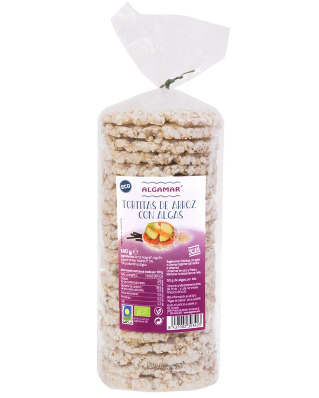 Rondele de Orez Brun cu Alge Marine Fara Sare Bio 140 grame Algamar