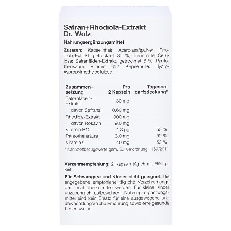Safran + Rhodiola Extract 120 capsule Dr.Wolz
