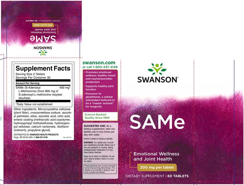 SAMe (S-Adenozilmetionina) 200 miligrame 60 capsule Swanson