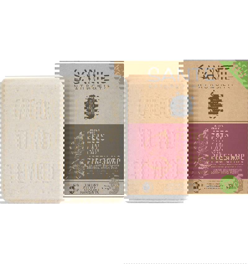 Sampon Solid pentru Ingrijirea Parului Shine cu Frunze de Mesteacan si Proteine Vegetale Bio 60 grame Sante