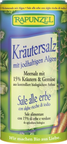 Sare Bio Iodata de Condimentat cu 15% Ierburi si Legume Rapunzel 125gr
