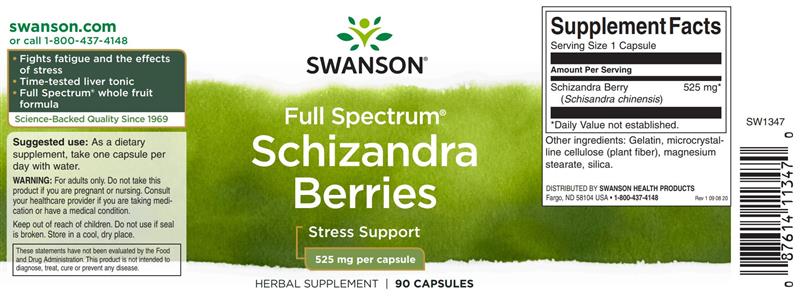 Schizandra Berries 525 miligrame 90 capsule Swanson