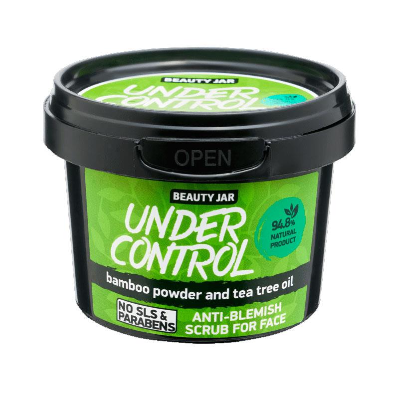 Scrub Facial pentru Ten Gras sau Mixt cu Pudra de Bambus si Ulei de Arbore de Ceai Under Control 120 grame Beauty Jar