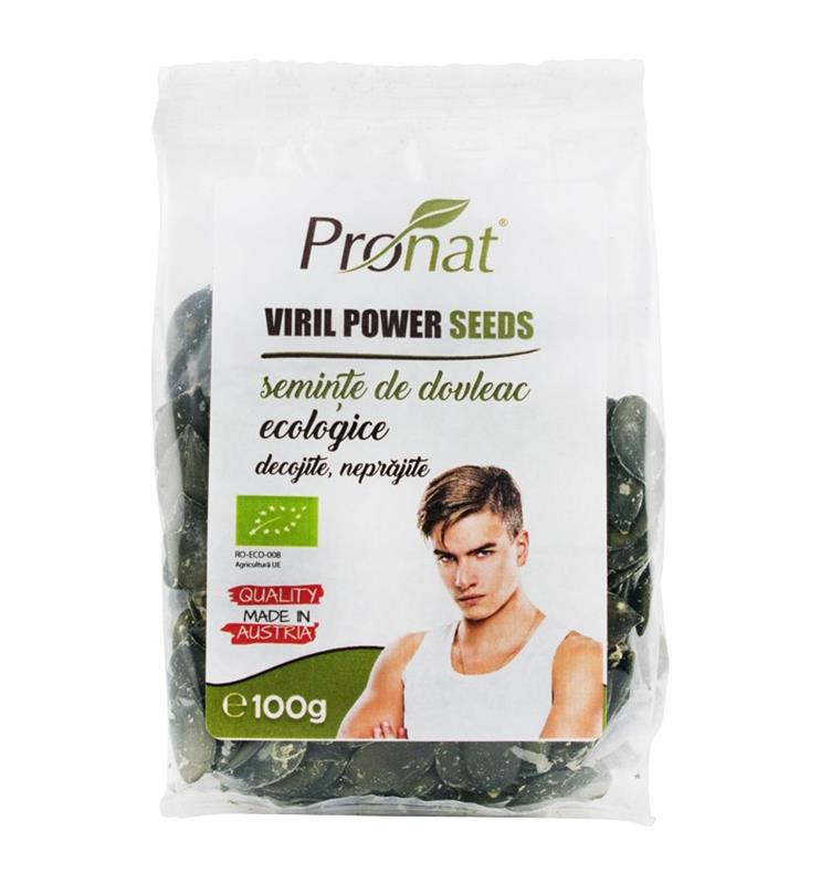 Seminte de Dovleac Decojite Bio Viril Power Seeds 100gr Pronat