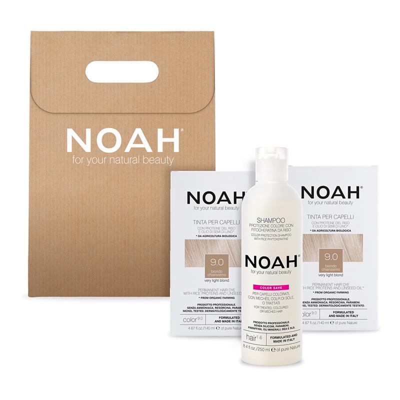 Set 2 + 1 Color & Protect Blond Foarte Deschis 9.0 530 mililitri Noah