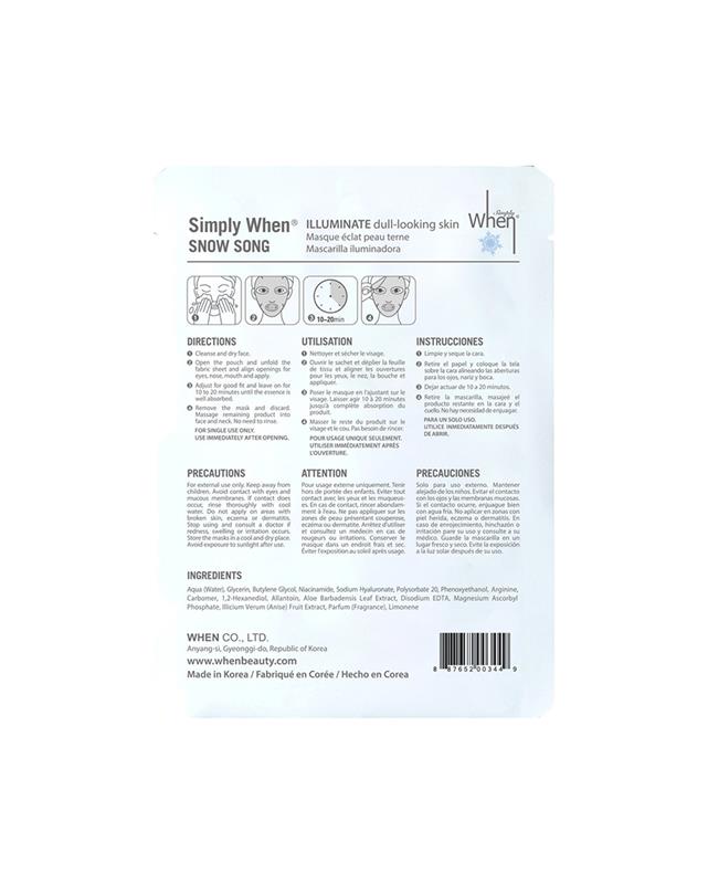 Set Masca Coreana pentru Luminozitate cu Vitamina C Snow Song 5 bucati When