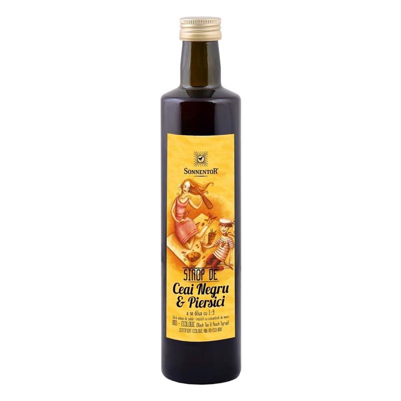 Sirop Ice Tea Ceai Negru cu Piersici Fara Zahar Bio 500 mililitri Sonnentor