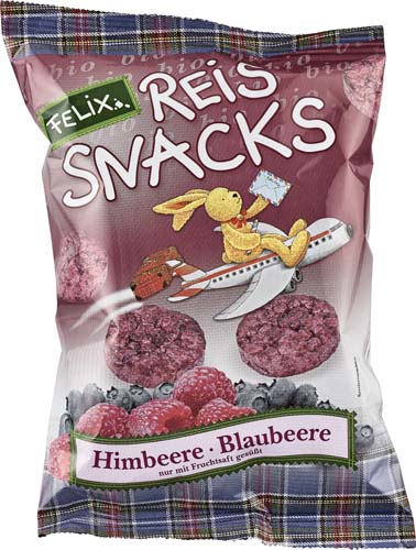 Snacks din Orez cu Zmeura si Afine Fara Gluten Bio 50gr Linea Natura