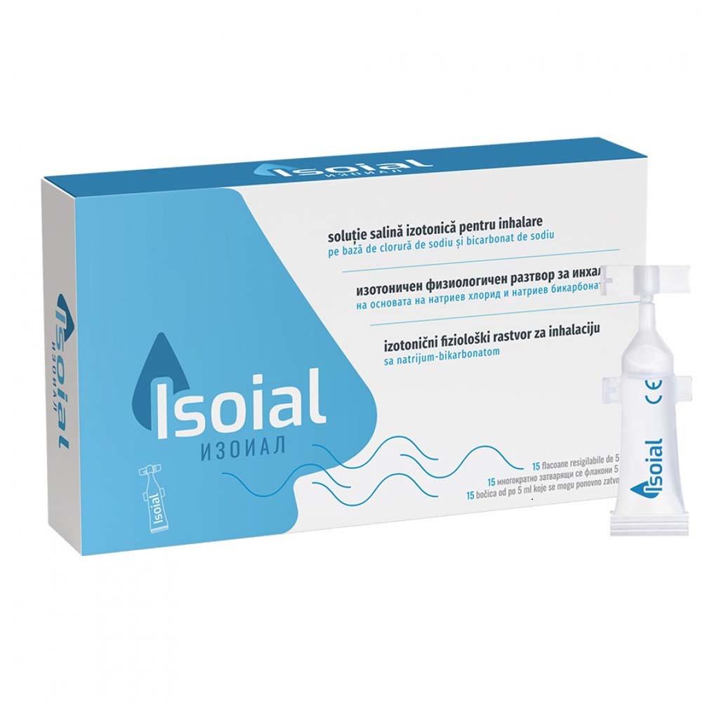 Solutie Salina pentru Nas Infundat Isoial 15 flacoane x 5 mililitri Naturpharma