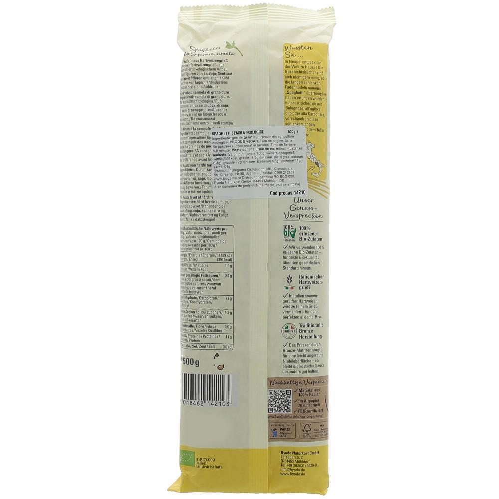Spaghetti Semola Eco 500 grame Byodo