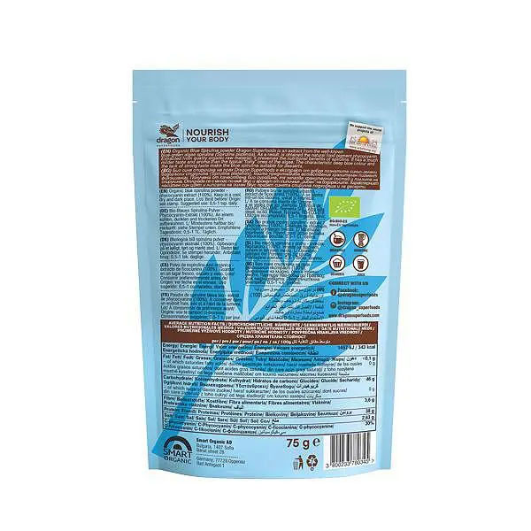 Spirulina Albastra Pudra Bio 75 grame Dragon Superfoods