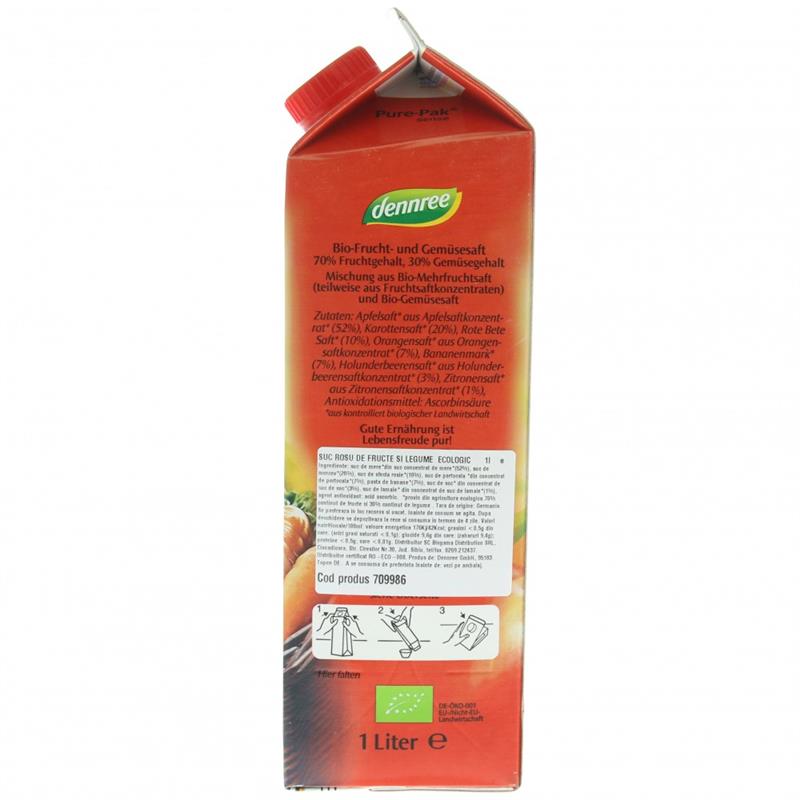 Suc Rosu de Fructe si Legume Bio 1L Deenree