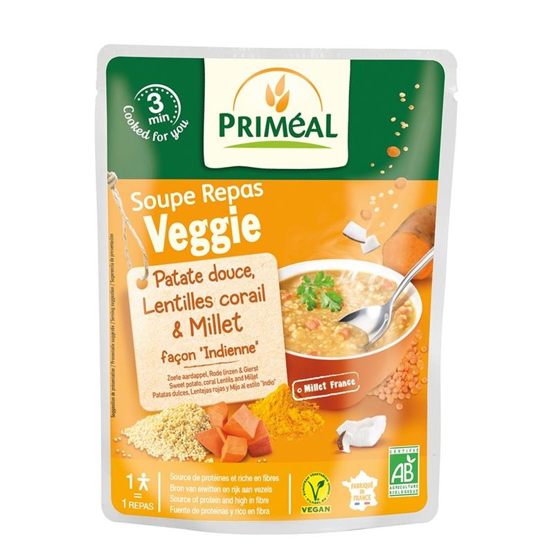 Supa Gata Preparata din Cartofi Dulci cu Cocos si Mei Bio 250gr Primeal