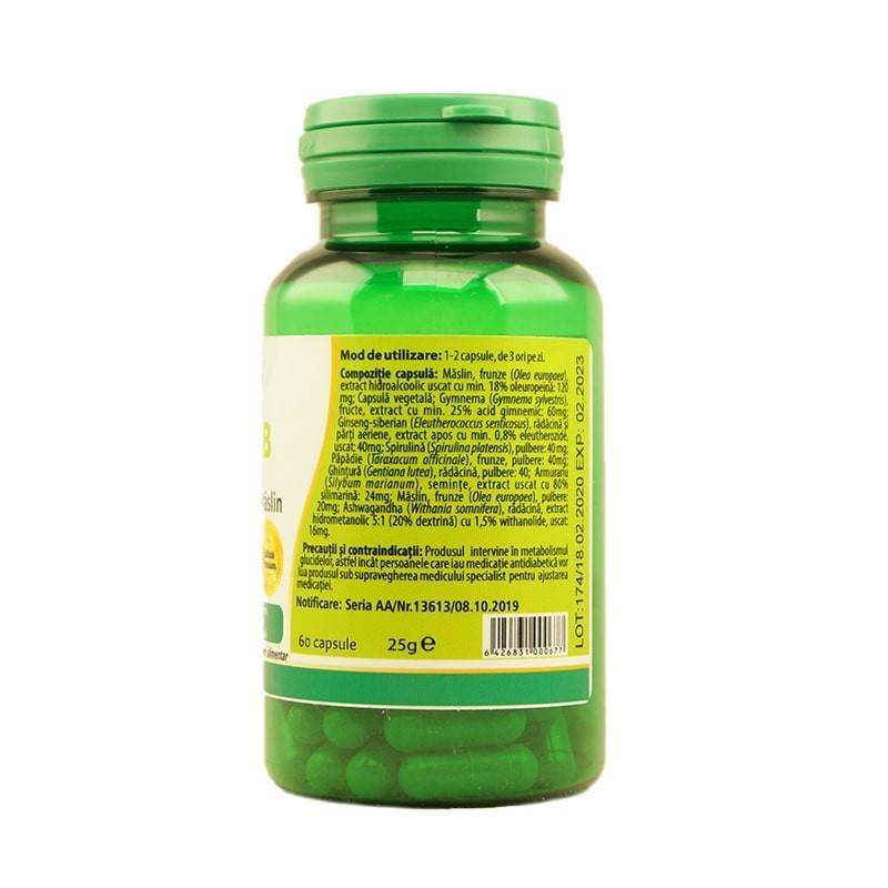 Supliment Alimentar Q-Diab cu Gymnema si Maslin 60 capsule Kotys