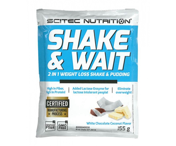 Supliment Alimentar Shake & Wait Aroma Ciocolata Alba si Cocos 55 grame Scitec Nutrition