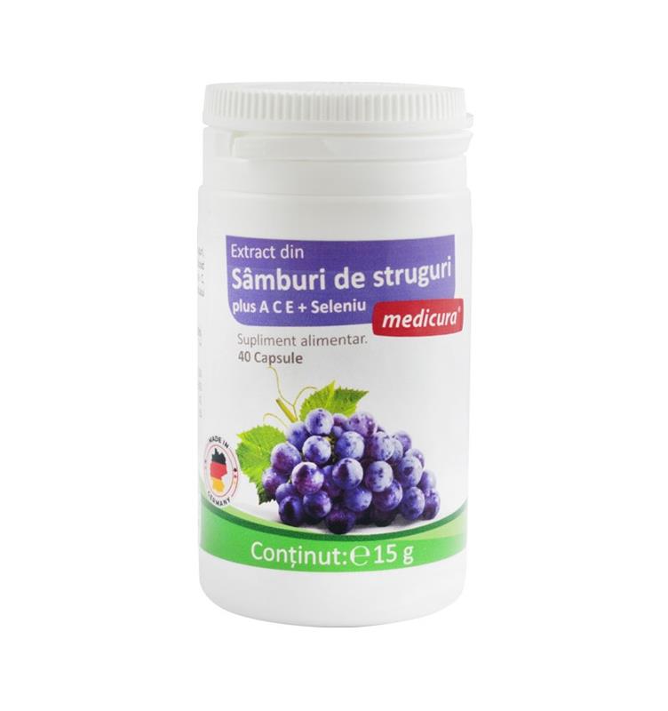 Supliment Extract din Samburi de Struguri + ACE + Seleniu 40cps Medicura