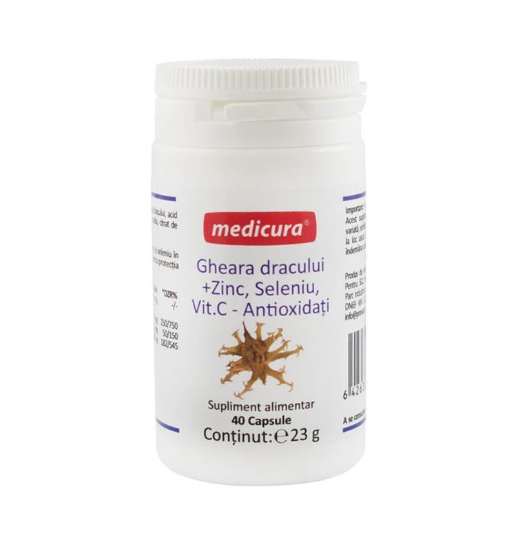 Supliment Gheara Dracului, Zinc, Seleniu si Vitamina C 40cps Medicura
