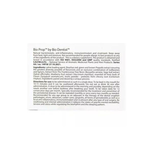 Supliment Natural pentru Preventie Parodontoza si Igiena Orala Bio Prop 12 Doza Bio Dentist