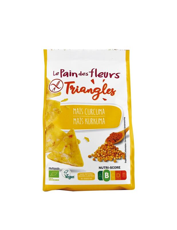 Triunghiuri cu Porumb si Turmeric Fara Gluten Bio 50 grame Le Pain des Fleurs