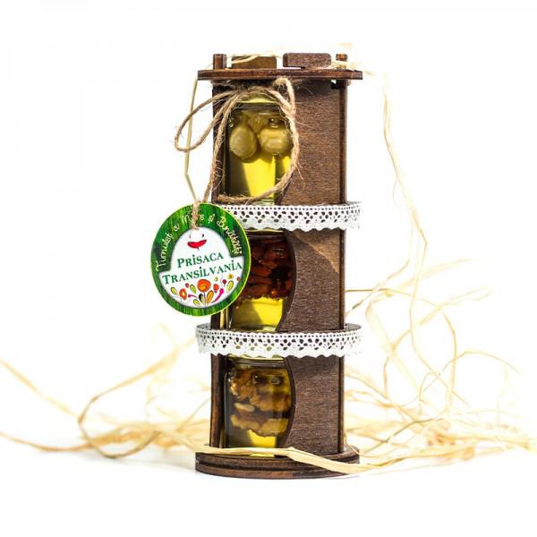 Turnulet Traditional de Lemn cu Trei Bunatati de Miere Prisaca Transilvania