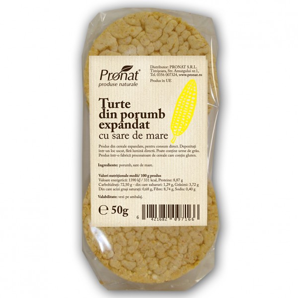 Turte din Porumb Expandat cu Sare de Mare Pronat 50gr
