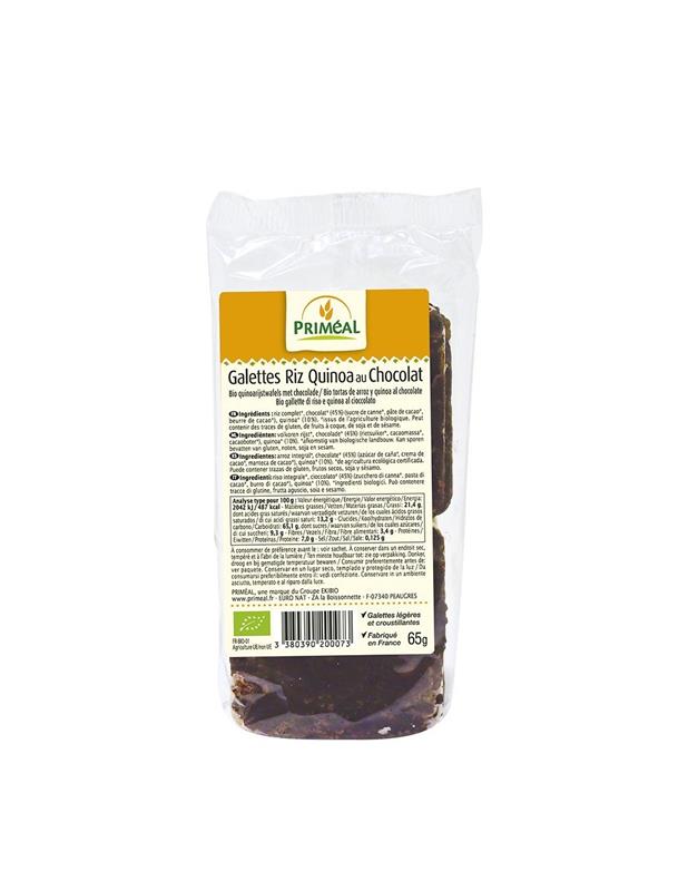 Turtite cu Quinoa si Orez Integral Acoperite cu Ciocolata Bio Primeal 65gr