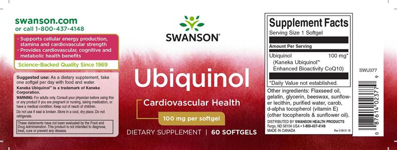 Ubiquinol Kaneka 100 miligrame 60 capsule Swanson