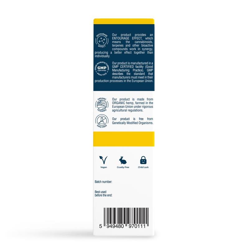 Ulei de Canepa cu 2000 miligrame CBD 500 miligrame CBDA, 500 miligrame CBGA 200 miligrame Boswellia Broad Spectrum Natural 10 mililitri HempAID