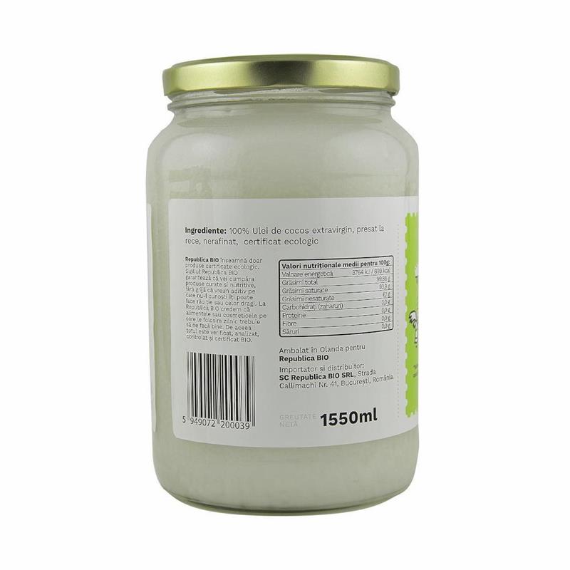 Ulei de Cocos Extravirgin Presat la Rece Bio 1550 mililitri Republica Bio