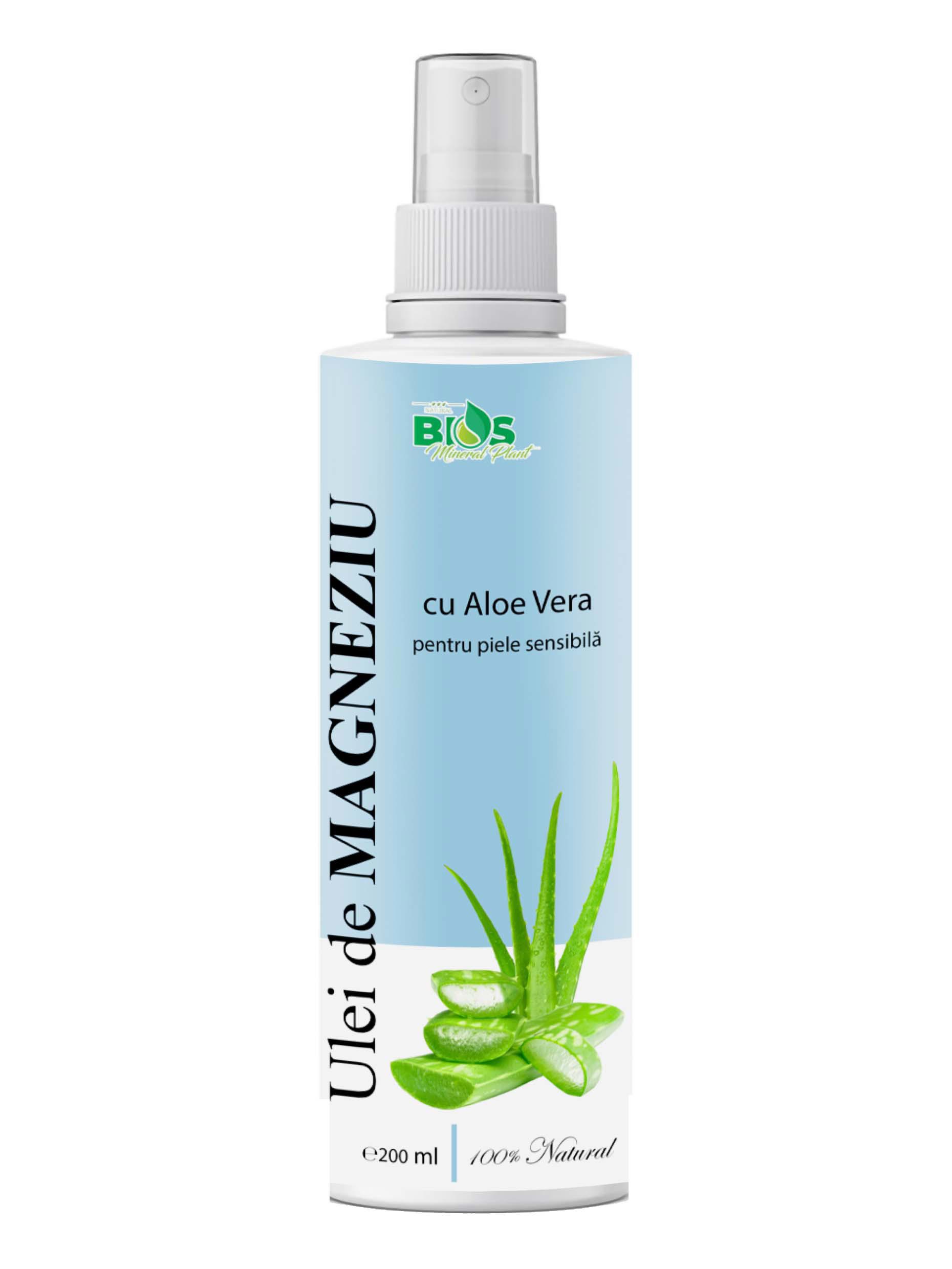 Ulei de Magneziu cu Aloe Vera pentru Piele Sensibila 200 mililitri Bios Mineral Plant