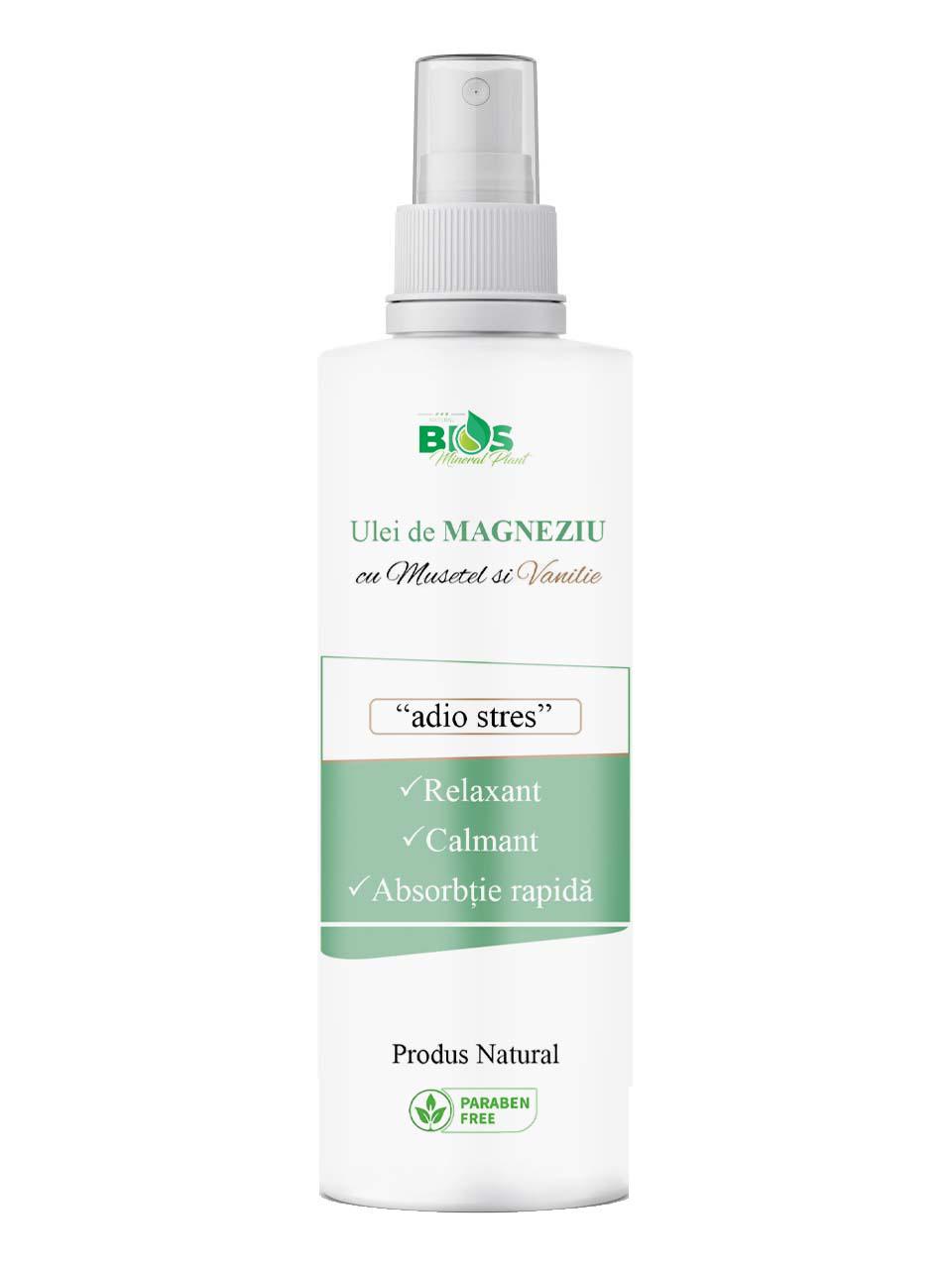 Ulei de Magneziu cu Musetel si Vanilie Adio Stres 200 mililitri Bios Mineral Plant