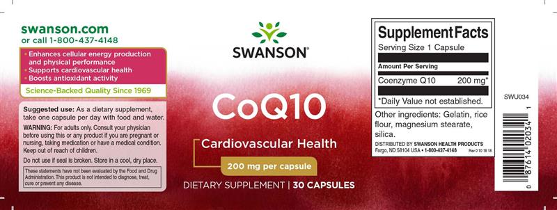 Ultra Coenzyme Q10 Dual Coenzima COQ10 200 miligrame 30 capsule Swanson