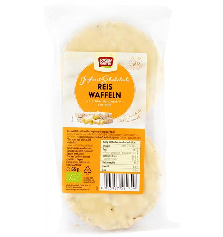 Vafe din Orez cu Ciocolata Alba cu Iaurt Bio 65gr Roasen Garten