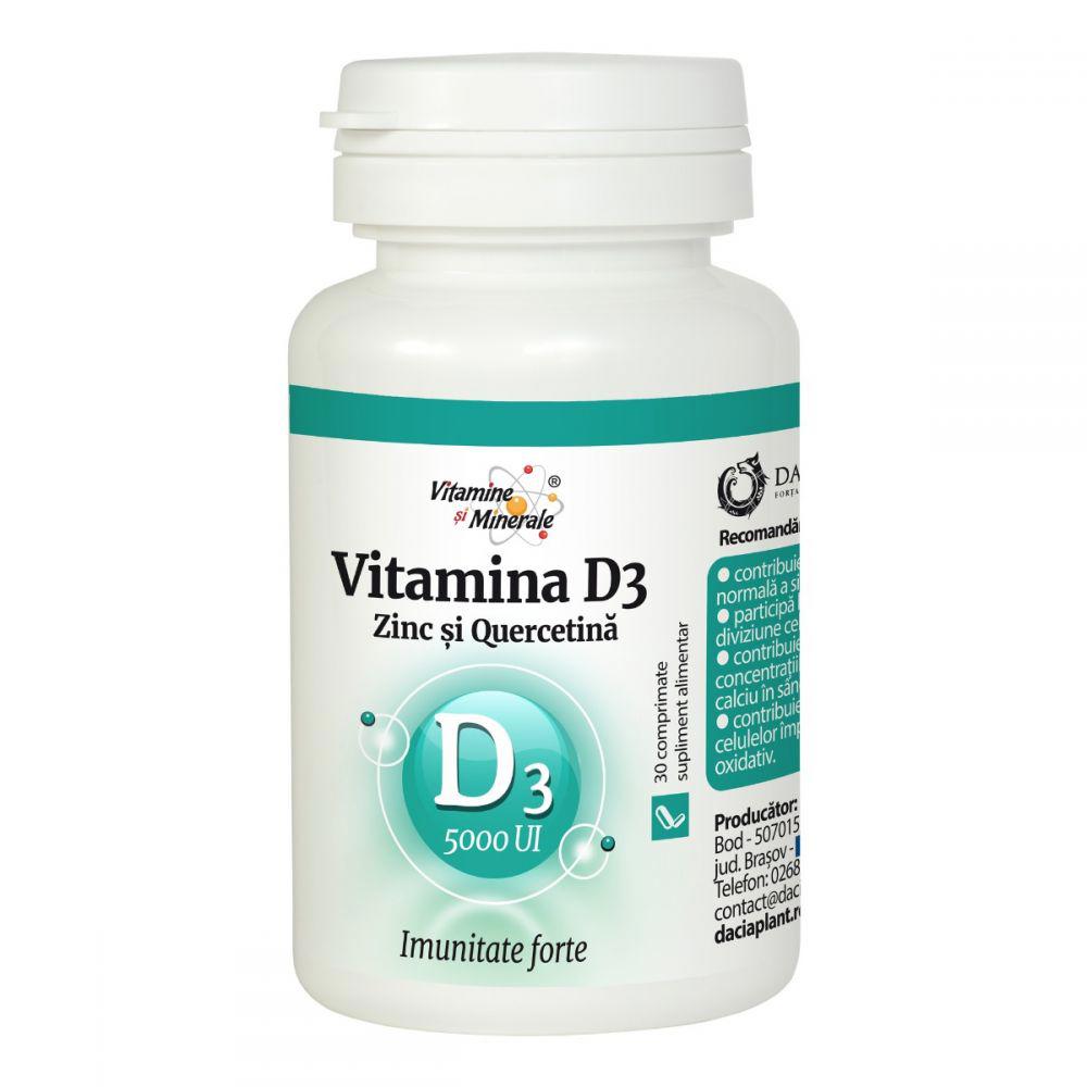 Vitamina D3 5000 UI Zinc si Quercetina 30 capsule Dacia Plant